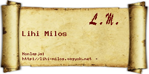 Lihi Milos névjegykártya